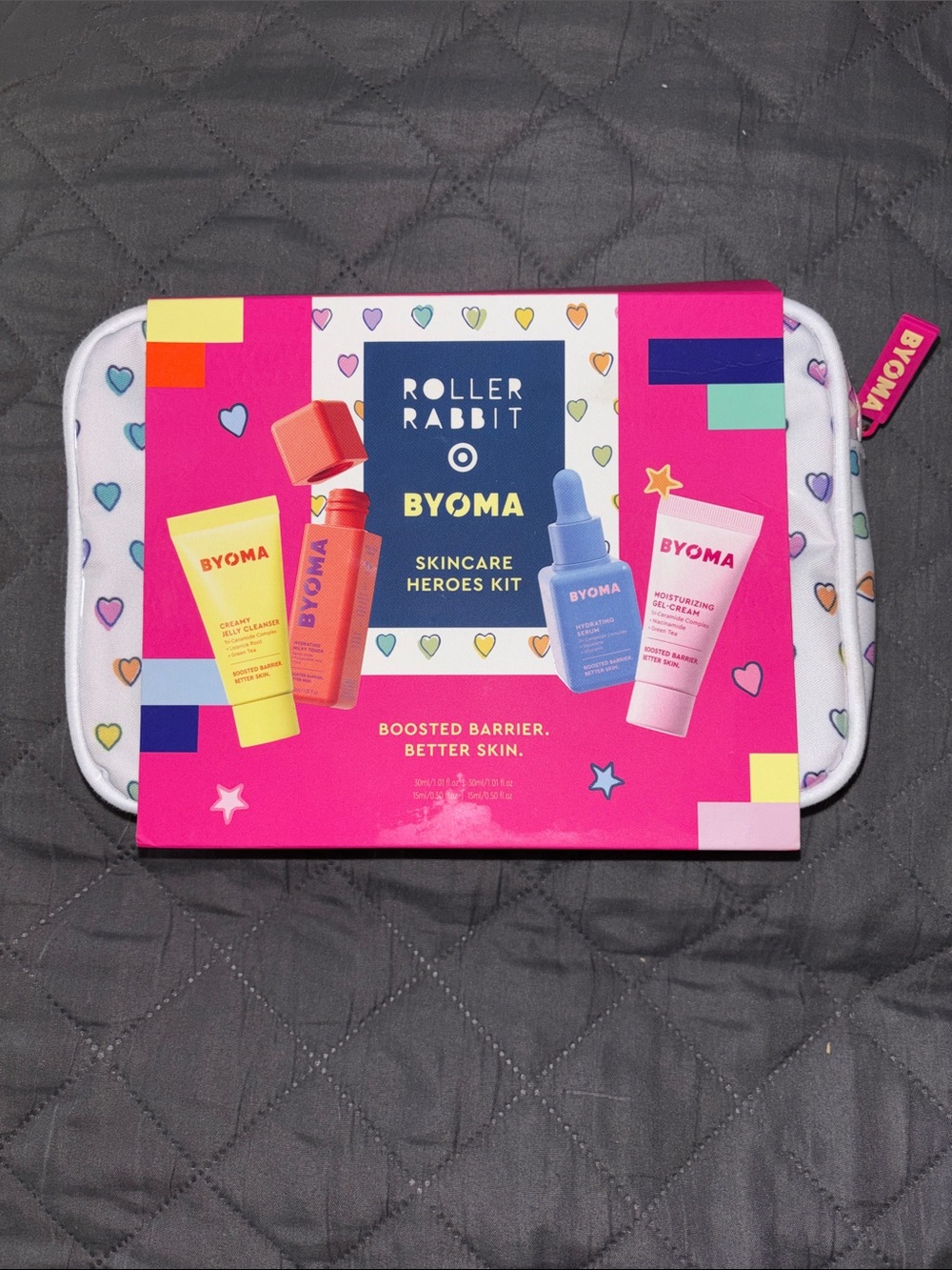 Roller Rabbit x Byoma Disco Hearts Wave 5 piece Skincare Heroes Kit